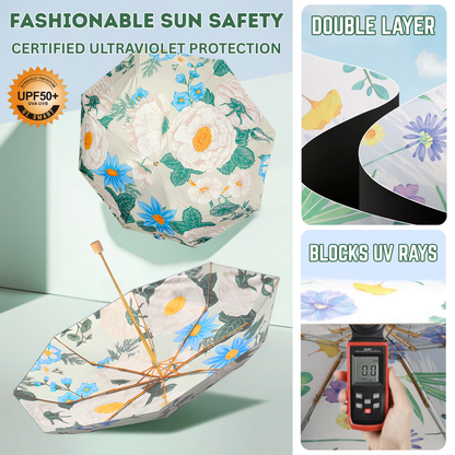 Giftoluck 8-rib Frame Double Layer Canopy Floral Umbrella
