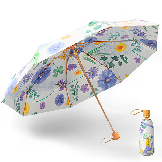 Giftoluck 8-rib Frame Double Layer Canopy Floral Umbrella