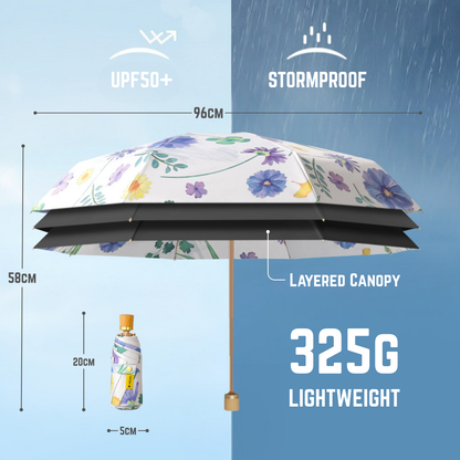 Giftoluck 8-rib Frame Double Layer Canopy Floral Umbrella