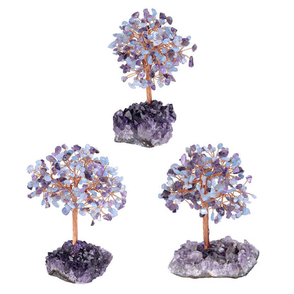 Giftoluck Natural Amethyst Flower Irregular Base Feng Shui Tree