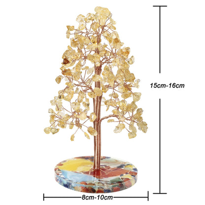 Giftoluck Round Agate Piece Base Healing Crystal Feng Shui Tree