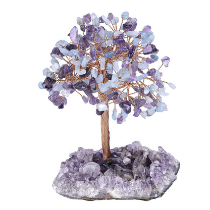 Giftoluck Natural Amethyst Flower Irregular Base Feng Shui Tree