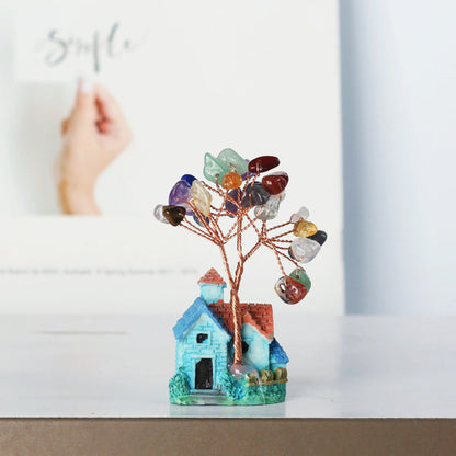 Giftoluck Mini Blue Castle Crystal Gravel Ornaments Feng Shui Tree