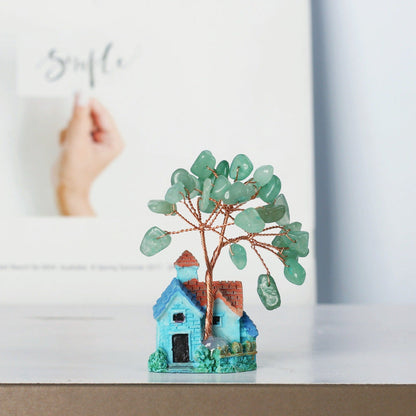 Giftoluck Mini Blue Castle Crystal Gravel Ornaments Feng Shui Tree