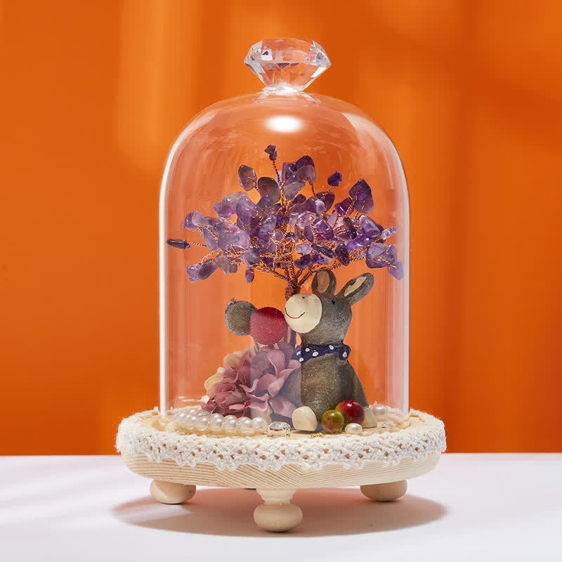 Giftoluck Natural Crystal Glass Cover Feng Shui Tree Decoration