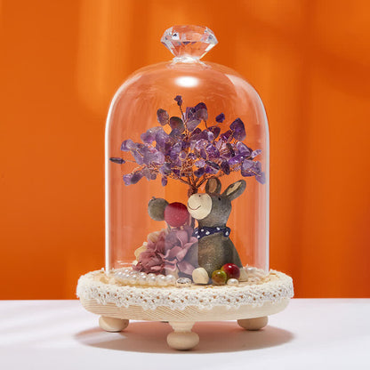 Giftoluck Natural Crystal Glass Cover Feng Shui Tree Decoration