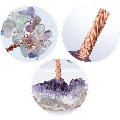 Giftoluck Natural Amethyst Flower Irregular Base Feng Shui Tree