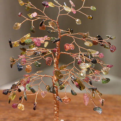 Giftoluck Tourmaline Gravel Clear Crystal Base Feng Shui Tree