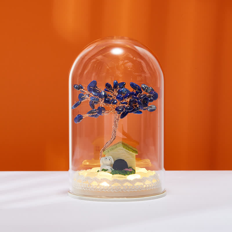 Giftoluck Natural Crystal Glass Cover Feng Shui Tree Decoration