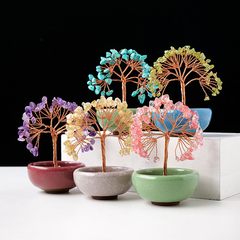 Giftoluck Gravel Crystal Gemstone Home Decoration Feng Shui Tree