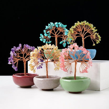 Giftoluck Gravel Crystal Gemstone Home Decoration Feng Shui Tree