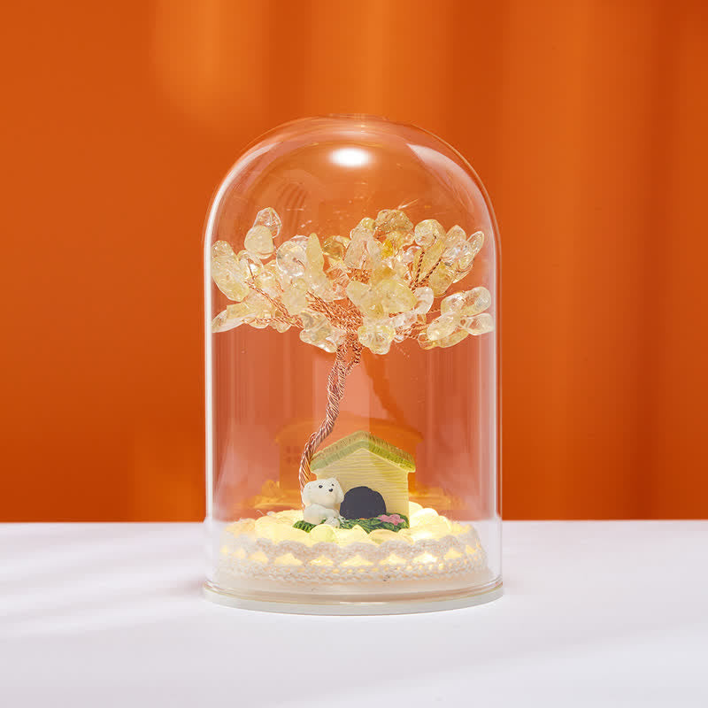 Giftoluck Natural Crystal Glass Cover Feng Shui Tree Decoration