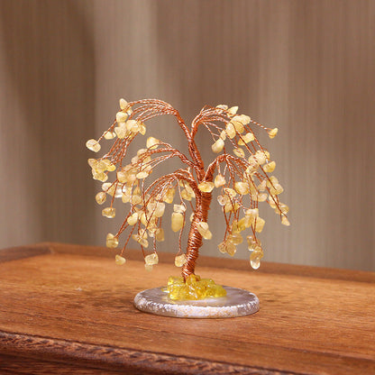 Giftoluck Citrine Gravel Weeping Willow Feng Shui Tree