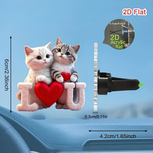 1pc Heart-shaped Couple Cats Reusable Car Air Freshener Perfume Diffuser Clip