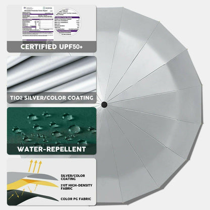 Compact UV Reflective Umbrella 16-Rib Golden Frame UPF50+