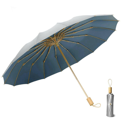 Compact UV Reflective Umbrella 16-Rib Golden Frame UPF50+
