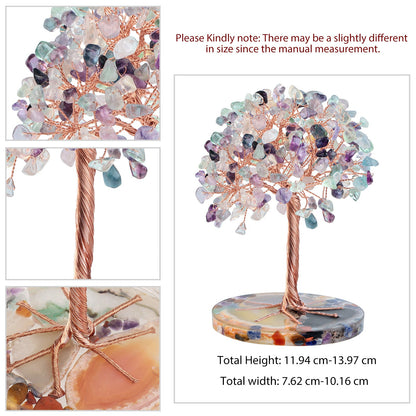 Giftoluck Round Agate Piece Base Healing Crystal Feng Shui Tree