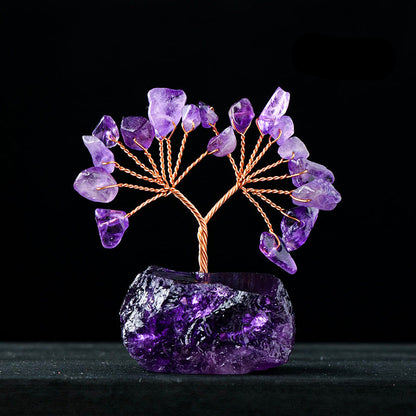 Giftoluck Natural Colorful Crystal Gravel Feng Shui Tree