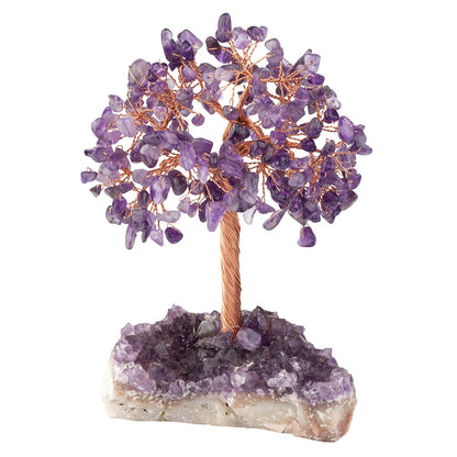 Giftoluck Natural Amethyst Flower Irregular Base Feng Shui Tree