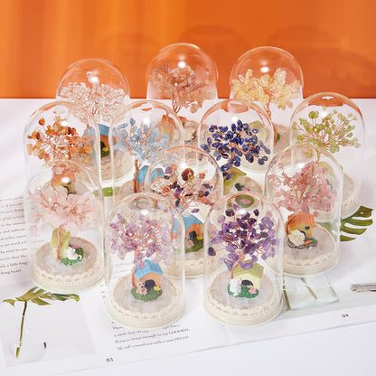 Giftoluck Natural Crystal Glass Cover Feng Shui Tree Decoration