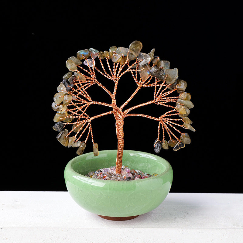 Giftoluck Gravel Crystal Gemstone Home Decoration Feng Shui Tree