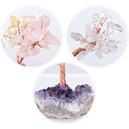 Giftoluck Natural Amethyst Flower Irregular Base Feng Shui Tree