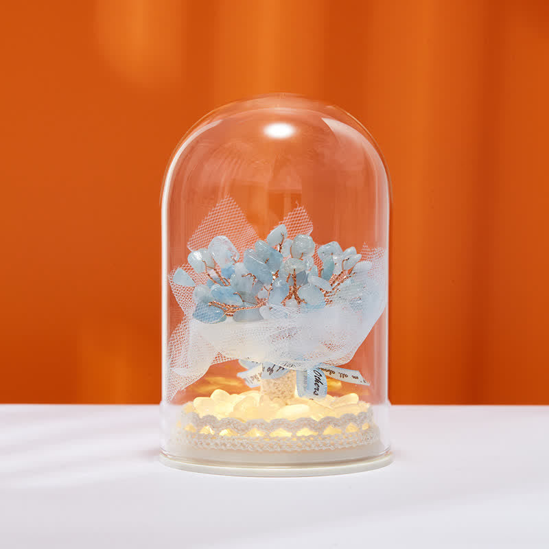 Giftoluck Natural Crystal Glass Cover Feng Shui Tree Decoration