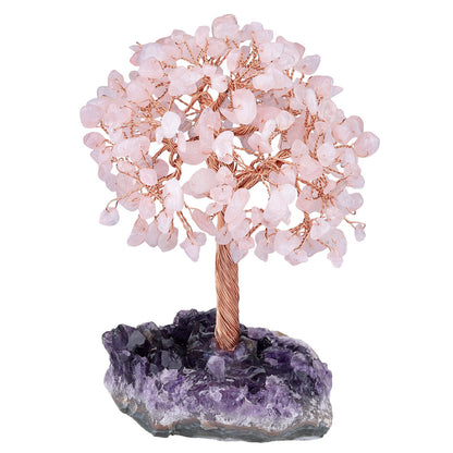 Giftoluck Natural Amethyst Flower Irregular Base Feng Shui Tree