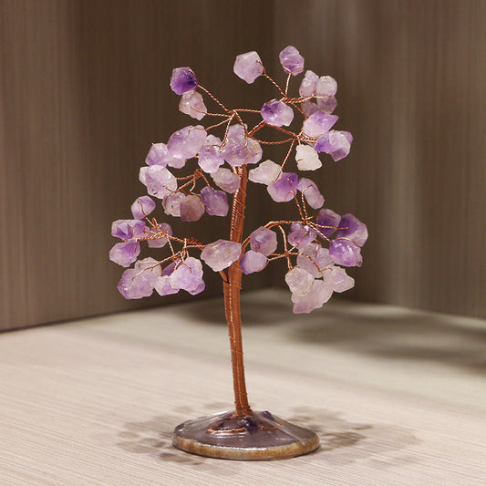 Giftoluck Gemstones Amethyst Bud Agate Chip Base Feng Shui Tree