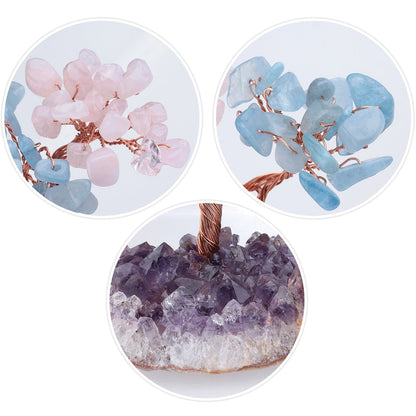 Giftoluck Natural Amethyst Flower Irregular Base Feng Shui Tree