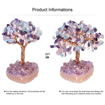 Giftoluck Natural Amethyst Flower Irregular Base Feng Shui Tree