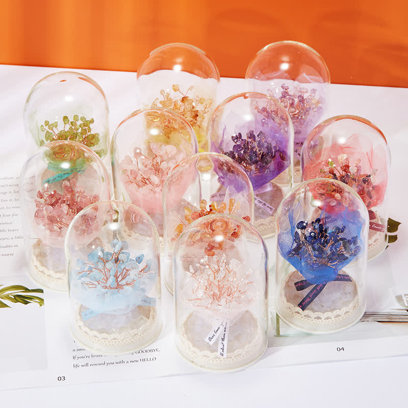 Giftoluck Natural Crystal Glass Cover Feng Shui Tree Decoration