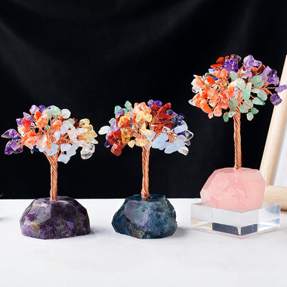 Giftoluck Chakra Crystal Gravel Raw Stone Base Feng Shui Tree