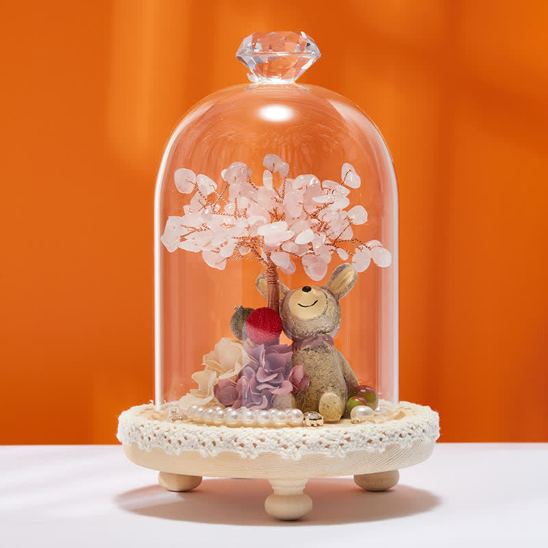 Giftoluck Natural Crystal Glass Cover Feng Shui Tree Decoration