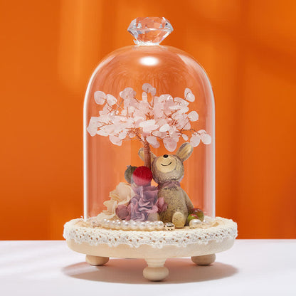 Giftoluck Natural Crystal Glass Cover Feng Shui Tree Decoration