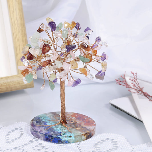 Giftoluck Chakra Gravel Round Base Feng Shui Tree