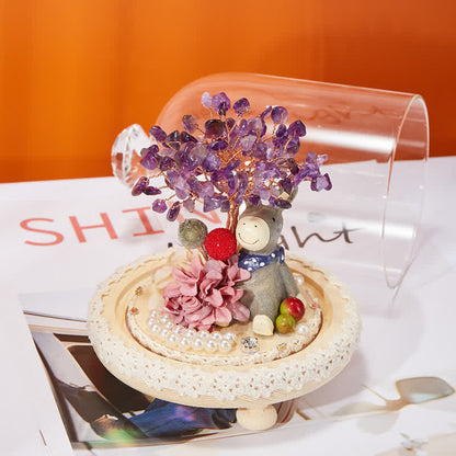 Giftoluck Natural Crystal Glass Cover Feng Shui Tree Decoration