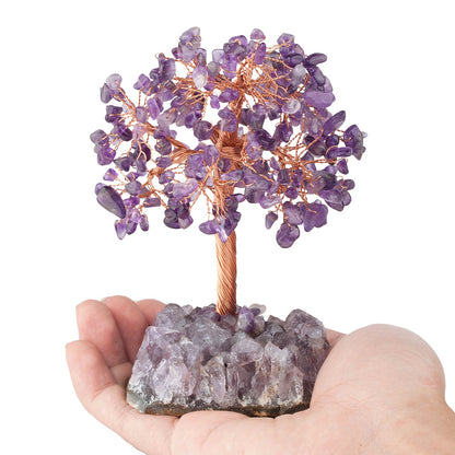 Giftoluck Natural Amethyst Flower Irregular Base Feng Shui Tree