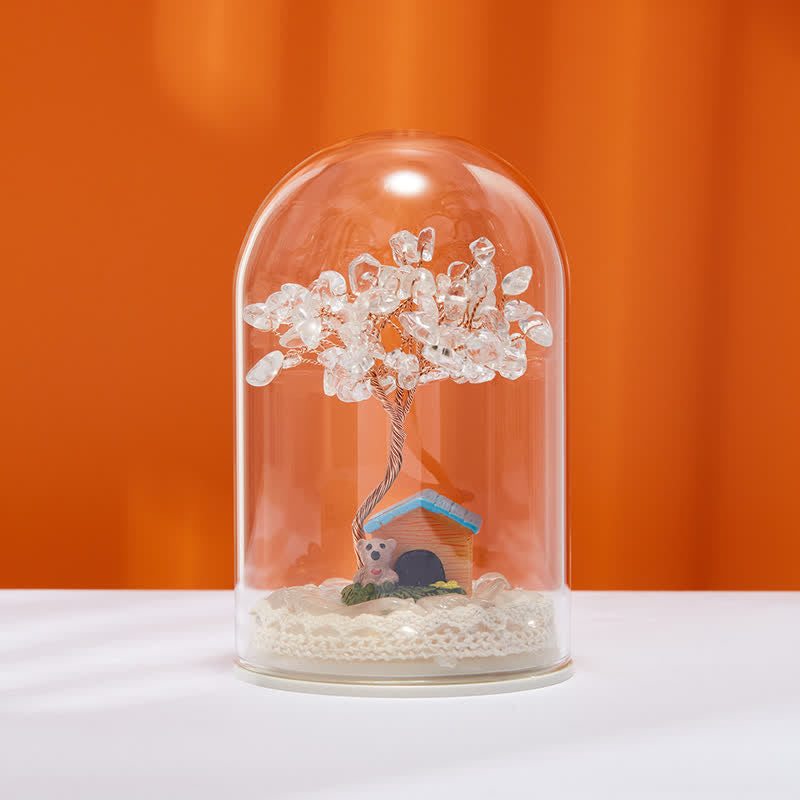 Giftoluck Natural Crystal Glass Cover Feng Shui Tree Decoration