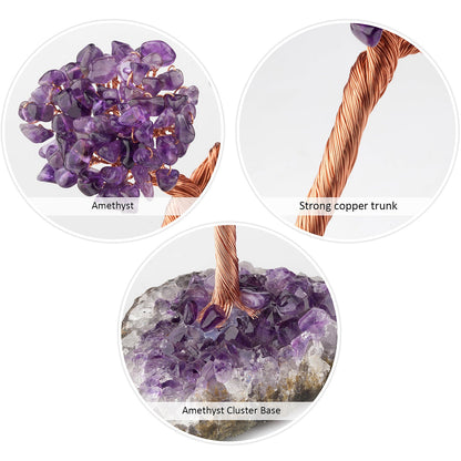 Giftoluck Natural Amethyst Flower Irregular Base Feng Shui Tree