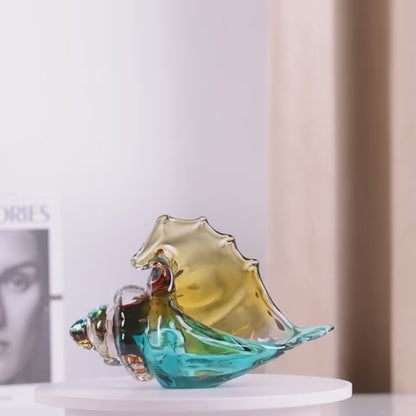 GitoLuck Hand-Blown Art Glass Seashell Sculpture